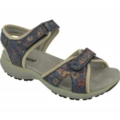 Sandalia De Wesland Antes Romika Con Doble Velcro Ajustable En Piel Estampada Pico De Caucho Y Planta Anatomica De Descanso