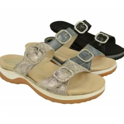 Sandalia Zueco De G Comfort De Doble Tira Ajustable En Piel Estampada, Planta Anatomica Extraible Y Piso De Caucho