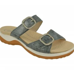 Sandalia Zueco De G Comfort De Doble Tira Ajustable En Piel Estampada, Planta Anatomica Extraible Y Piso De Caucho