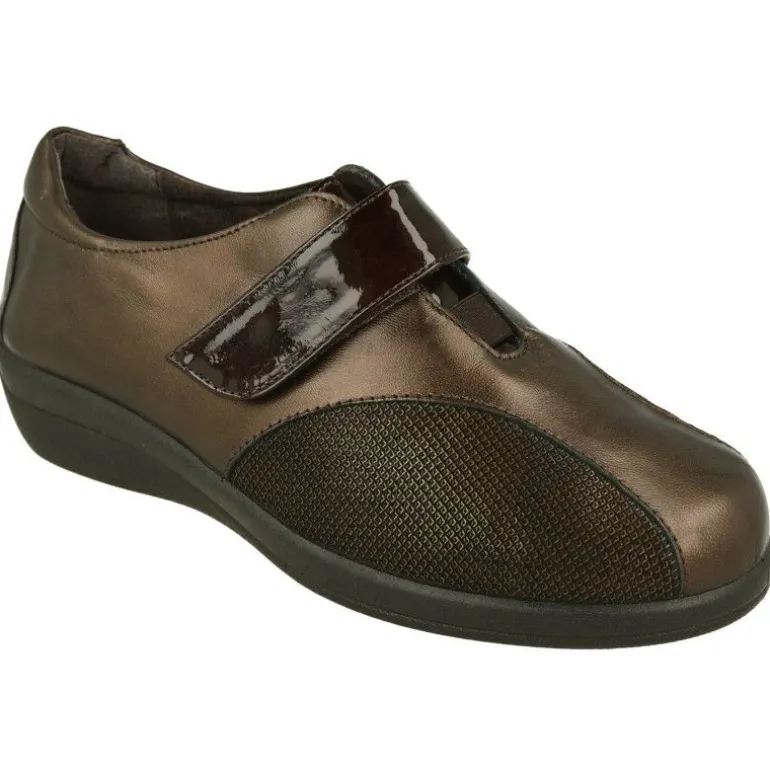 Velcro Del Doctor Cutillas Combinado En Piel Metal Y Grabado. Horma De Ancho 13 Con Planta Extraible Y Piso De Cuna De Caucho