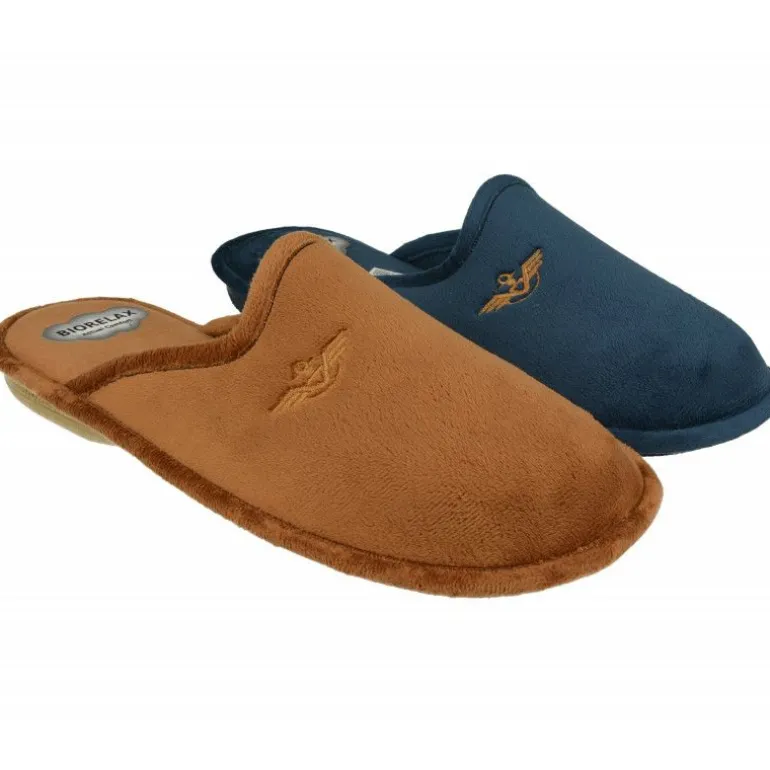 Zapatilla Chinela De Cosdam Con Suela Y Planta Biorelax En Pano Liso De Dacha Con Bordado Lateral