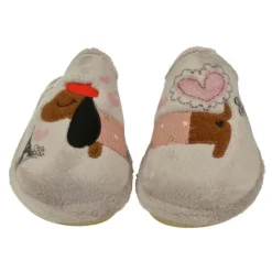 Zapatilla Chinela De Garzon Con Bordado Perrito Salchicha En Pano De Dacha Y Piso Ligero Microporoso Especial Parquet
