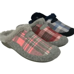 Zapatilla Chinela De Garzon De Pano Cuadros Con Piso De Caucho Y Planta Anatomica De Descanso Extraible