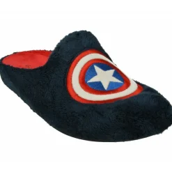 Zapatilla Chinela De Garzon En Pano Dacha Con Logo Capitan Americay Piso De Caucho Con Planta Movible
