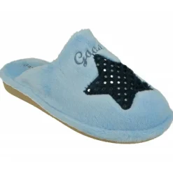 Zapatilla Chinela De Garzon En Pano De Dacha Estampado Luna-Estrella Con Piso Miroporoso Aligerado