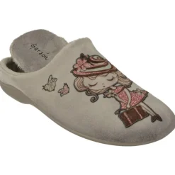 Zapatilla Chinela De Garzon En Pano De Dacha Estampado Con Planta Anatomica Extraible Y Piso De Caucho