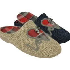 Zapatilla Chinela De Garzon En Pano Punto Con Corazon Estampado Y Planta De Descanso Extraible Y Piso De Caucho