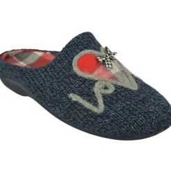 Zapatilla Chinela De Garzon En Pano Punto Con Corazon Estampado Y Planta De Descanso Extraible Y Piso De Caucho