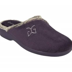 Zapatilla Chinela De Garzon En Pano Dacha Con Bordes De Lana Y Bordado En Pala Con Piso De Caucho Y Horma De Ancho Especial