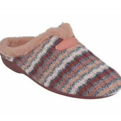 Zapatilla Chinela De Garzon En Punto De Lana Rayas Con Planta Extraible Y Suela De Caucho