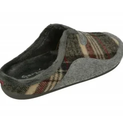Zapatilla Chinela De Garzon En Pano De Cuadros Combinados, Planta De Descanso Extraible Y Piso De Caucho
