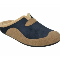 Zapatilla Chinela De Garzon En Pano Combinado Con Piso De Caucho Y Planta De Descanso Extraible