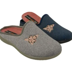 Zapatilla Chinela Del Doctor Cutillas En Pano Liso Con Bordado, Planta Anatomica De Descanso Extraible Y Piso De Caucho