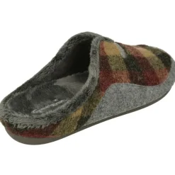 Zapatilla Chinela De Pano Combinado Cuadros, Planta Anatomica Extraible Y Piso De Caucho En Horma De Ancho Especial