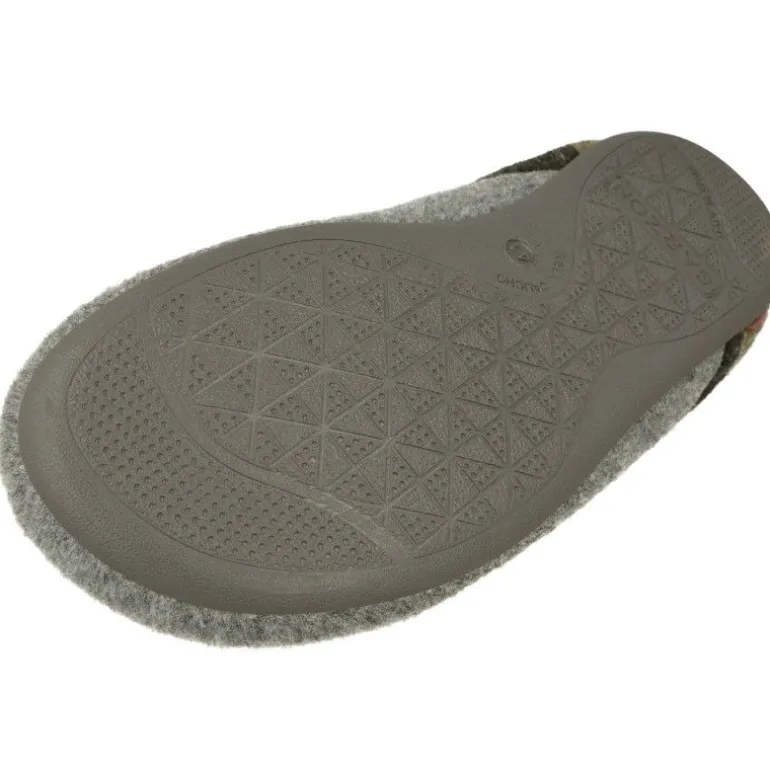 Zapatilla Chinela De Pano Combinado Cuadros, Planta Anatomica Extraible Y Piso De Caucho En Horma De Ancho Especial